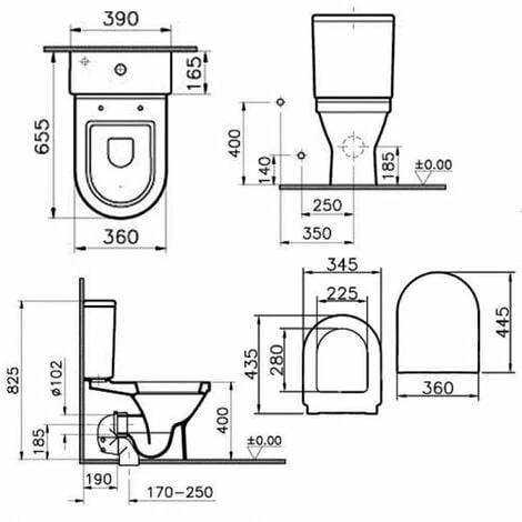 Vitra S50 Back to Wall Close Coupled Toilet with Cistern - Standard Seat Vitra S50 Back To Wall Close Coupled Toilet With Cistern - Standard Seat -VITRA SHOP 17510708 2