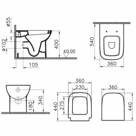 Vitra S20 Back to Wall Toilet 540mm Projection - Standard Seat Vitra S20 Back To Wall Toilet 540mm Projection - Standard Seat -VITRA SHOP 17510993 2