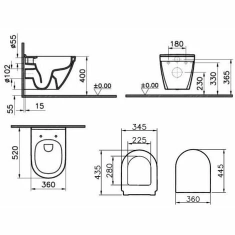 Vitra S50 Rimless Wall Hung Toilet 520mm Projection - Soft Close Seat Vitra S50 Rimless Wall Hung Toilet 520mm Projection - Soft Close Seat -VITRA SHOP 17511128 2