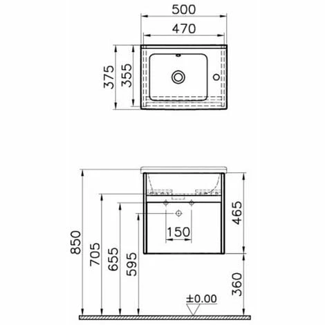 Vitra S50 Compact Vanity Unit with Basin 500mm Wide Gloss White 1 Tap Hole Vitra S50 Compact Vanity Unit With Basin 500mm Wide Gloss White 1 Tap Hole -VITRA SHOP 17511245 2