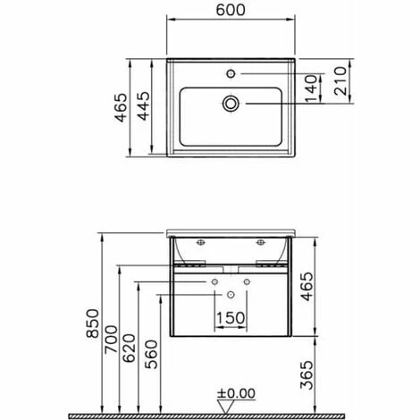 Vitra S50 Vanity Unit with Basin 600mm Wide Oak 1 Tap Hole Vitra S50 Vanity Unit With Basin 600mm Wide Oak 1 Tap Hole -VITRA SHOP 17511266 2