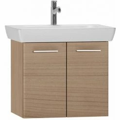 Vitra S20 Vanity Unit With Basin 650mm Wide Golden Cherry 1 Tap Hole