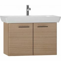 Vitra S20 Vanity Unit With Basin 850mm Wide Golden Cherry 1 Tap Hole