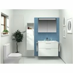 Vitra Ecora 2-Drawer Wall Hung Vanity Unit With Basin 900mm Wide White - 1 Tap Hole