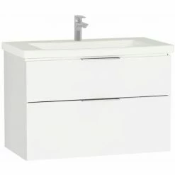 Vitra Ecora 2-Drawer Wall Hung Vanity Unit With Basin 900mm Wide White - 1 Tap Hole -VITRA SHOP 17511438 3