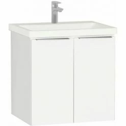 Vitra Ecora 2-Door Wall Hung Vanity Unit With Basin 600mm Wide White - 1 Tap Hole