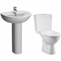 Vitra Layton Bathroom Cloakroom Suite Close Coupled Toilet 1 Tap Hole Basin