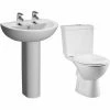Vitra Layton Bathroom Suite Close Coupled Toilet 2 Tap Hole Basin