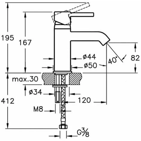 Vitra Minimax Basin Mixer Tap without Pop Up Waste Chrome Vitra Minimax Basin Mixer Tap Without Pop Up Waste Chrome -VITRA SHOP 17750597 2