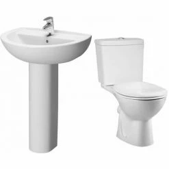 Vitra Layton Bathroom Suite Corner Close Coupled Toilet 1 Tap Hole Basin