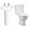Vitra Layton Bathroom Suite Corner Close Coupled Toilet 2 Tap Hole Basin