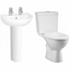 Vitra Layton Bathroom Suite Corner Close Coupled Toilet 2 Tap Hole Basin