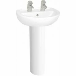 Vitra Layton Bathroom Suite Corner Close Coupled Toilet 2 Tap Hole Basin -VITRA SHOP 17845459 3
