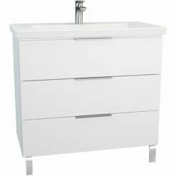 Vitra Ecora 3-Drawer Floor Standing Vanity Unit With Basin 900mm Wide White - 1 Tap Hole