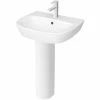 Vitra Zentrum Basin And Full Pedestal 550mm Wide - 1 Tap Hole