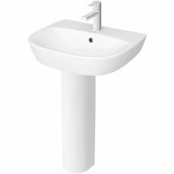 Vitra Zentrum Basin And Full Pedestal 550mm Wide - 1 Tap Hole