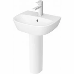 Vitra Zentrum Cloakroom Basin With Full Pedestal 450mm Wide - 1 Tap Hole