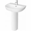 Vitra Zentrum Basin With Full Pedestal 650mm Wide - 1 Tap Hole