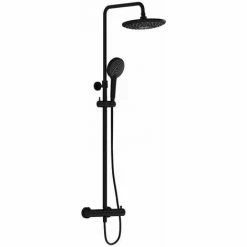 Vitra Aquaheat Bliss 240 Thermostatic Bar Mixer Shower With Shower Kit + Fixed Head - Black