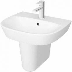 Vitra Zentrum Basin With Semi Pedestal 550mm Wide - 1 Tap Hole