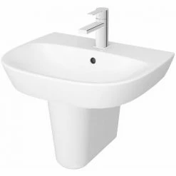 Vitra Zentrum Basin With Semi Pedestal 600mm Wide - 1 Tap Hole