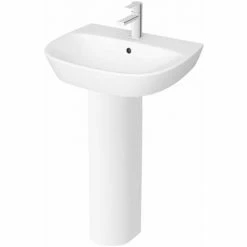 Vitra Zentrum Basin With Full Pedestal 600mm Wide - 1 Tap Hole