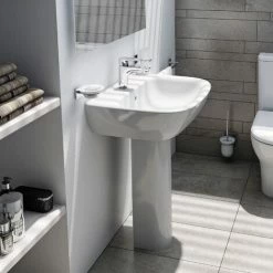Vitra Zentrum Basin With Full Pedestal 600mm Wide - 1 Tap Hole 4 Vitra Zentrum Basin With Full Pedestal 600mm Wide - 1 Tap Hole -VITRA SHOP 42225394 5