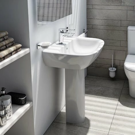 Vitra Zentrum Basin with Full Pedestal 600mm Wide - 1 Tap Hole Vitra Zentrum Basin With Full Pedestal 600mm Wide - 1 Tap Hole -VITRA SHOP 42225394 5