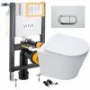 Rimless ECO Wall Hung Toilet & VITRA Low Height Concealed WC Cistern Frame - Gloss Chrome Plate