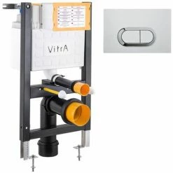 Rimless ECO Wall Hung Toilet & VITRA Low Height Concealed WC Cistern Frame - Gloss Chrome Plate -VITRA SHOP 54192103 3