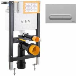 Rimless ECO Wall Hung Toilet & VITRA Low Height Concealed WC Cistern Frame - Matt Chrome Plate -VITRA SHOP 54192114 3