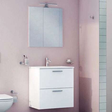 600mm Bathroom Vanity Unit Wall Hung Basin Storage Cabinet with LED Mirror VITRA 600mm Bathroom Vanity Unit Wall Hung Basin Storage Cabinet With LED Mirror VITRA -VITRA SHOP 60788989 2