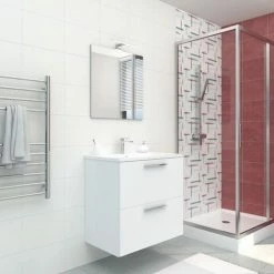 600mm Bathroom Vanity Unit Wall Hung Basin Storage Cabinet With LED Mirror VITRA 2 600mm Bathroom Vanity Unit Wall Hung Basin Storage Cabinet With LED Mirror VITRA -VITRA SHOP 60788989 3