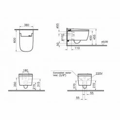 Vitra V-Care Rimless Wall Hung Toilet WC With Aqua Clean Bidet Shower 8 Control Modes - Basic Edition -VITRA SHOP 71587473 4